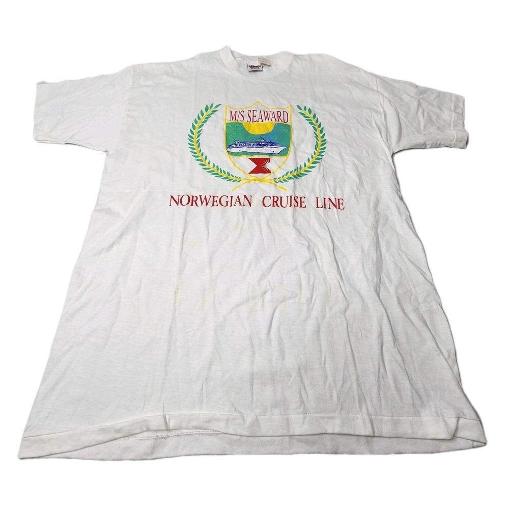 Vtg Norwegian Cruise Lines M/S Seaward  T-shirt Large Single Stitch USA READ DIS
